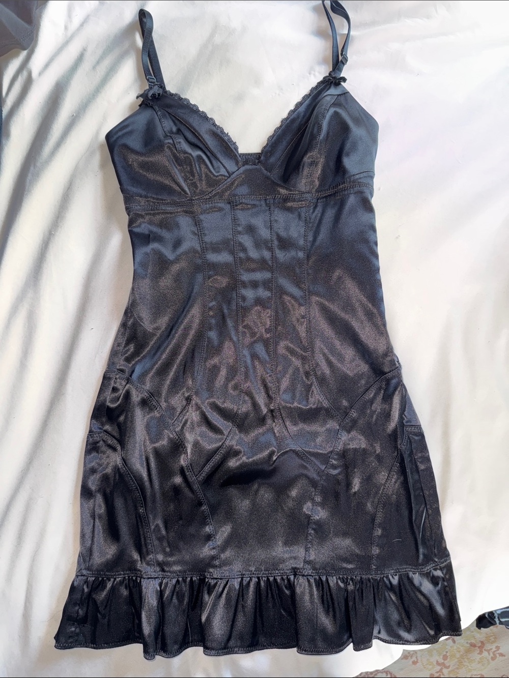 Sexy Guess Bustier Satin Slip Chemise in Black